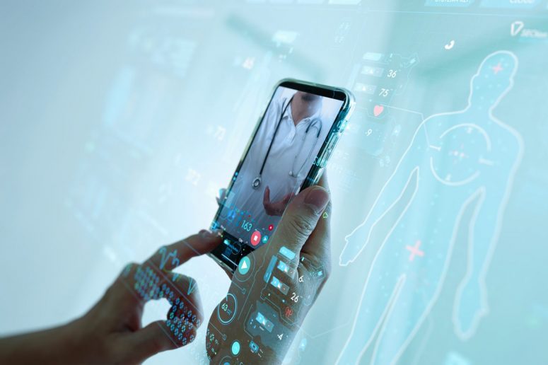 Telemedicine,Concept,hand,Holding,Smartphone,Medical,Doctor,Online,Communicating,The,Patient